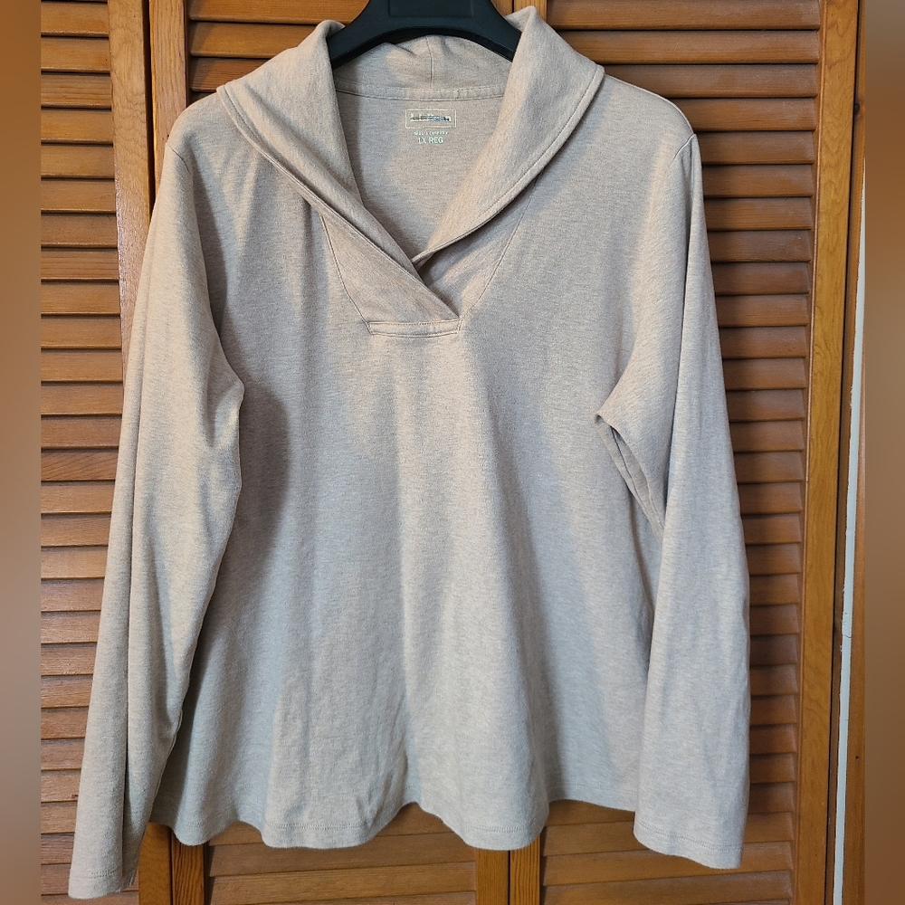 LLBean Cream Long Sleeve Pullover Size 1X